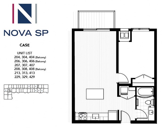 One Bed One Bath Case Floorplan One Bed One Bath Case Floorplan at Nova SP Apartments, MN, 55130